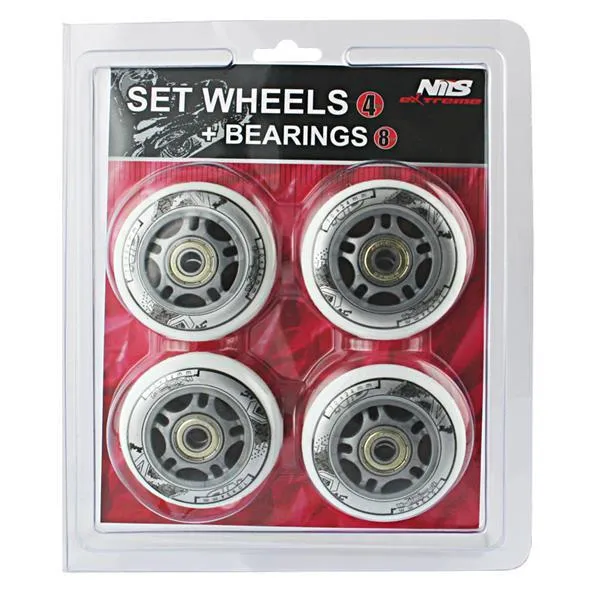 Pu 70x24 82A (4 Szt.) + ABEC-7 (8 Szt.) Zestaw NILS Extreme - Białe