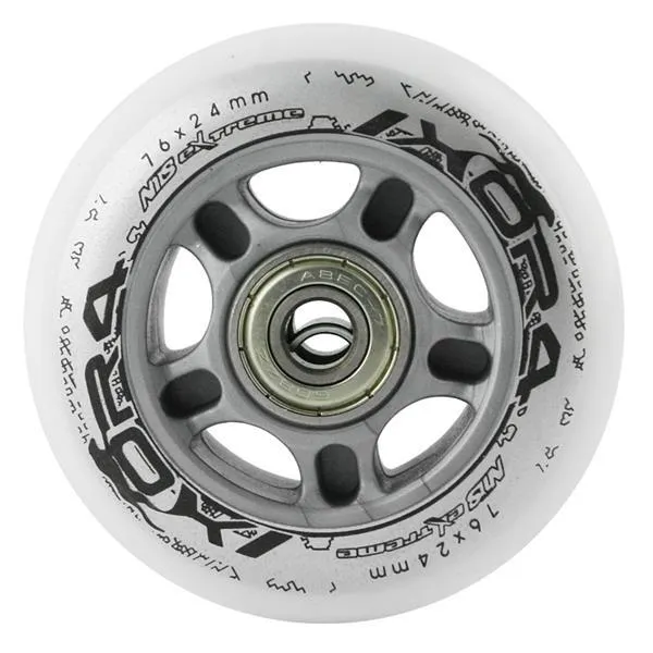 Pu 76x24 82A (4 Szt.) + ABEC-7 (8 Szt.) Zestaw NILS Extreme - Białe