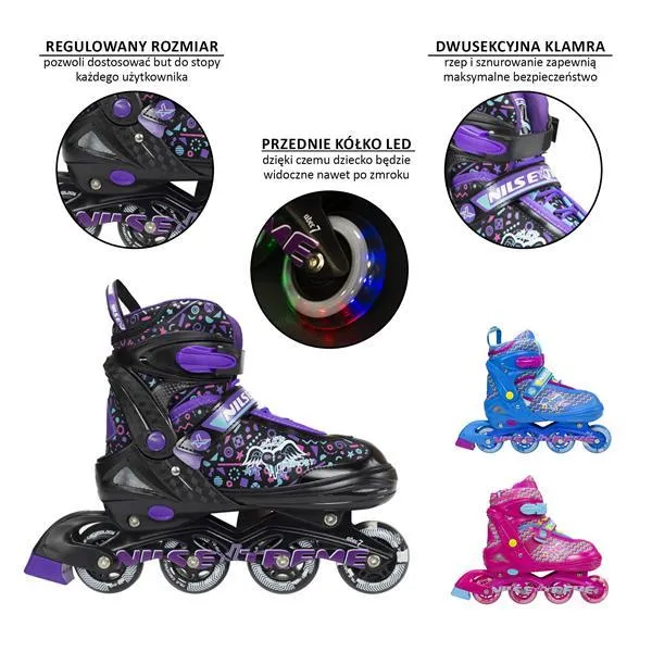 NJ4613 A Rozm. L (38-41) Łyżworolki NILS Extreme - Różowy