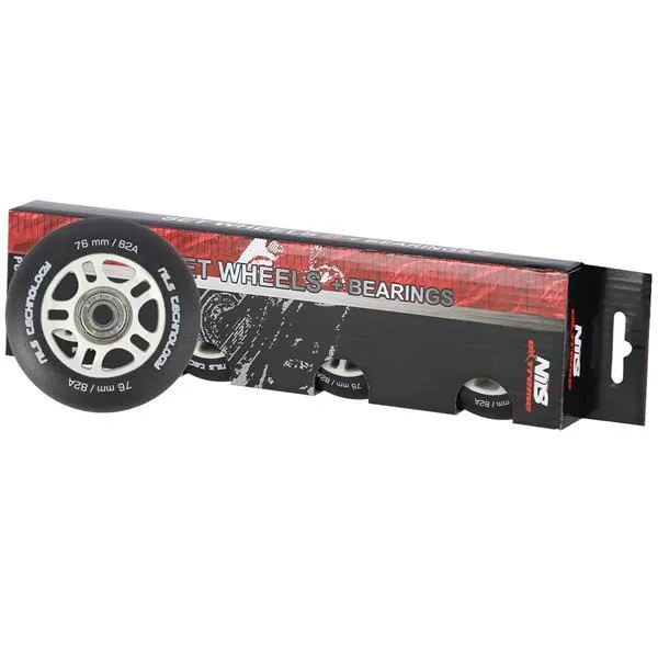 Pu 76x24 82A Matowe (4 Szt.) + ABEC-9 (8 Szt.) Zestaw NILS Extreme - Czarne