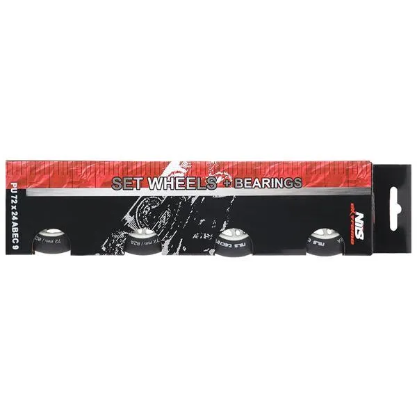 Pu 76x24 82A Matowe (4 Szt.) + ABEC-9 (8 Szt.) Zestaw NILS Extreme - Czarne