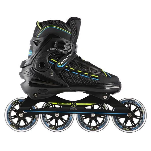 NA1128 Rozm. L(39-42) Łyżworolki NILS Extreme - Czarno-Limonkowy