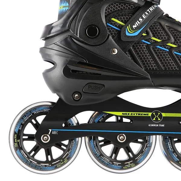 NA1128 Rozm. L(39-42) Łyżworolki NILS Extreme - Czarno-Limonkowy