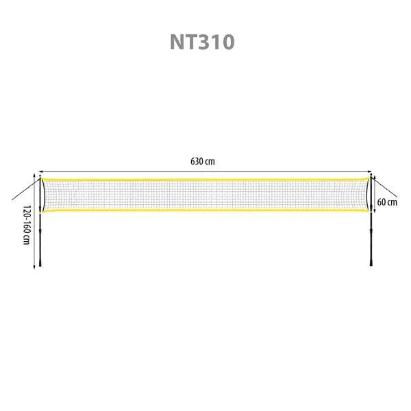 NT310 Siatka Do Badmintona Słupki Teleskopowe 630x60cm + Pokrowiec Pełny NILS