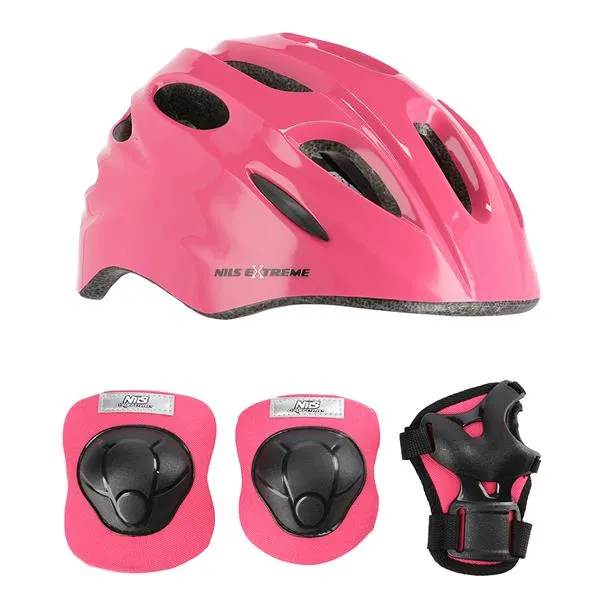MTW01+H210 Rozm. S Kask Z Ochraniaczami Zestaw NILS Extreme - Różowy