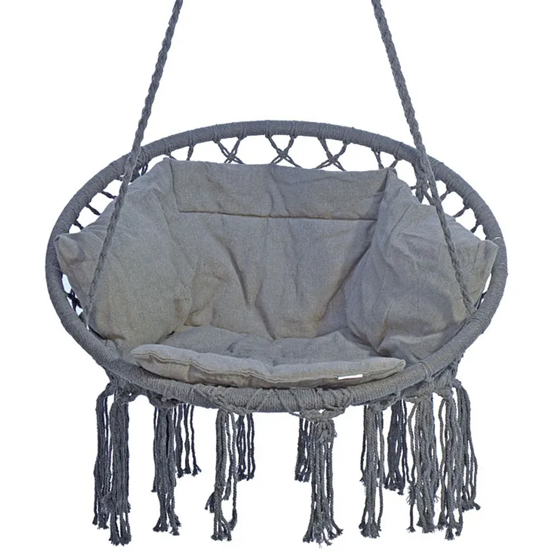 Hamak Ażurowy Fotel Wiszący 80x60cm Luxe Z Poduszką - Szary