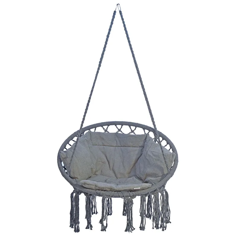Hamak Ażurowy Fotel Wiszący 80x60cm Luxe Z Poduszką - Szary