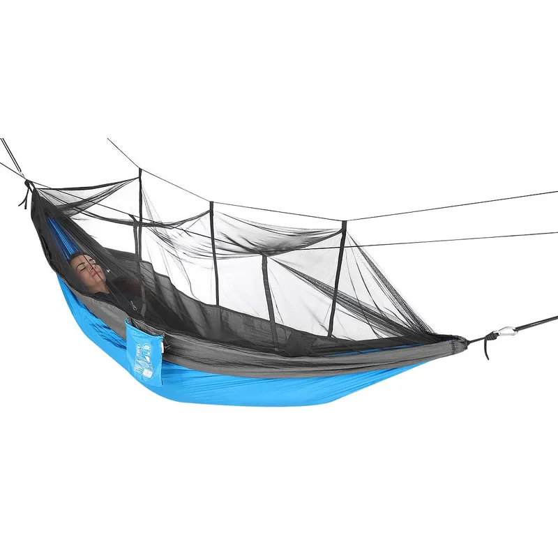 Hamak Turystyczny 2 Osobowy 270x140cm Z Moskitierą - Niebieski