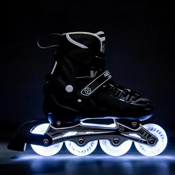 NH10905 4w1 LED Rozm. S(31-34) Łyżworolki Z Wym. Płozą Hokejową NILS Extreme - Czarne
