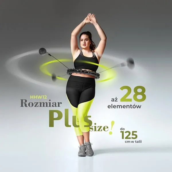 HHW12 Plus Size Hula Hop Black Z Wypustkami I Obciążnikiem Hms