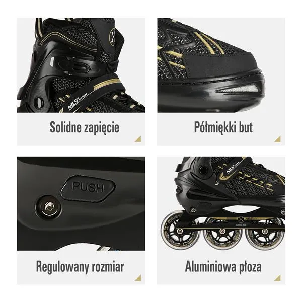 NA1128 Rozm. L(39-42) Łyżworolki NILS Extreme - Czarno-Złote