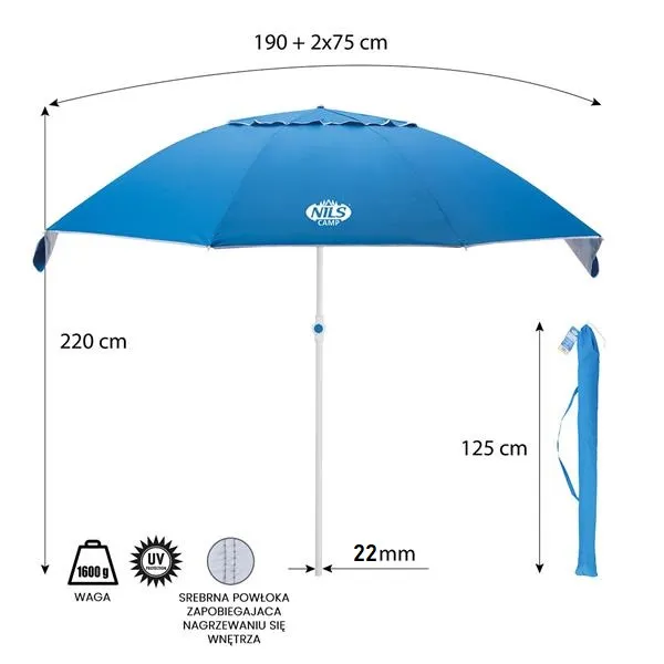 NC7822 Parasol Plażowy XL 220 cm NILS Camp