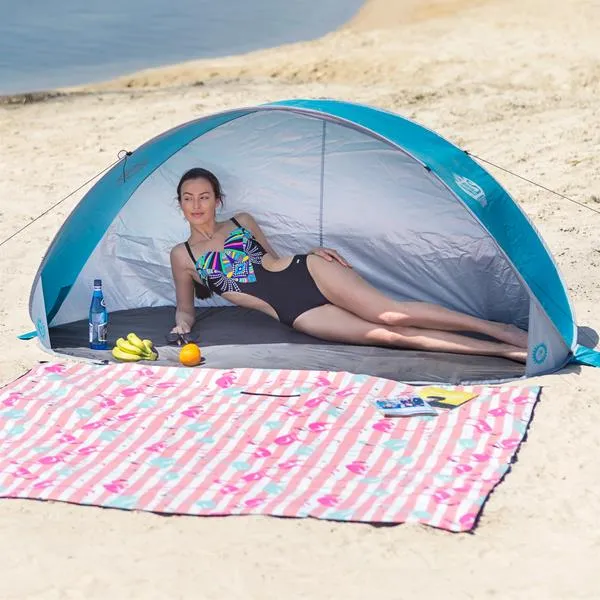 NC3174 Namiot Plażowy Samorozkładający Podłoga NILS Camp - Turkusowo-Szary