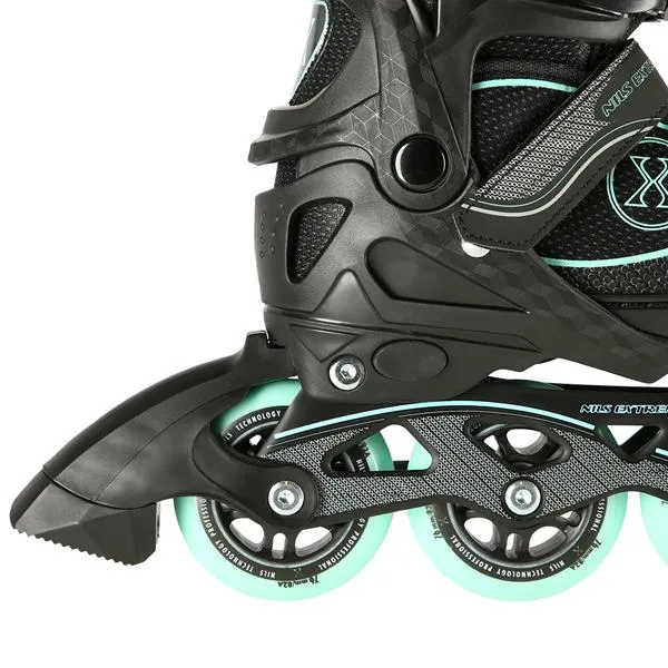 NA11008 Rozm. L (39-42) Łyżworolki NILS Extreme - Czarno-Miętowy