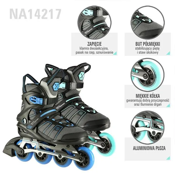 NA14217 Rozm. 42 Łyżworolki NILS Extreme - Czarno-Niebieski