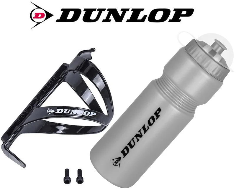Bidon Rowerowy Dunlop 750ml Z Koszykiem - Srebrny