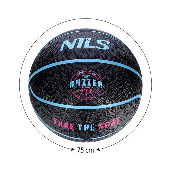 NPK271 Piłka Do Koszykówki Buzzer 7 NILS - Czarna