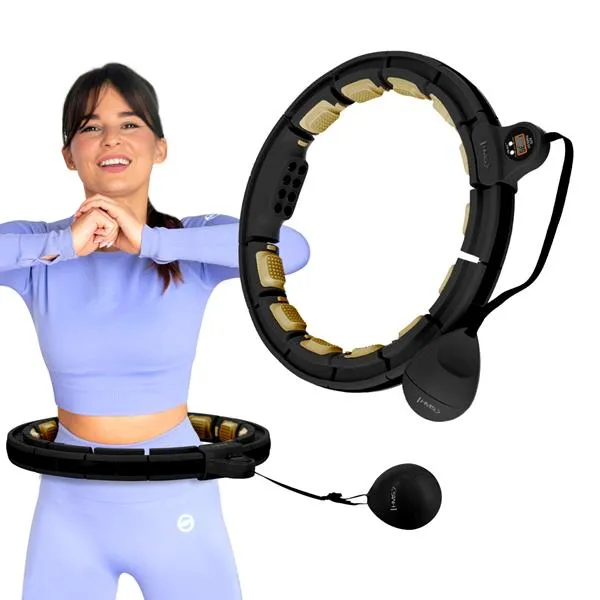 HHM13 Hula Hop Black/Gold Z Magnesami I Obciążnikiem + Licznik Hms