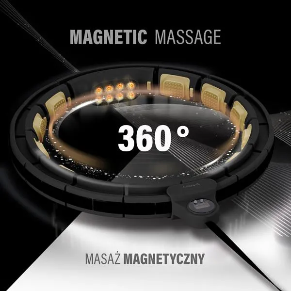 HHM13 Hula Hop Black/Gold Z Magnesami I Obciążnikiem + Licznik Hms