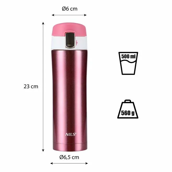 NCB10 KUBEK TERMICZNY NILS - Różowy