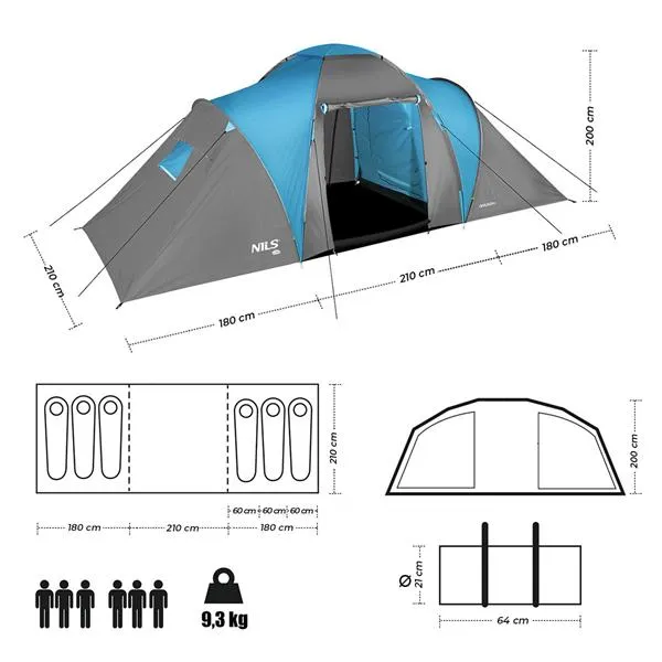 NC6031 Namiot Kempingowy Highland NILS Camp - Niebiesko-Szary