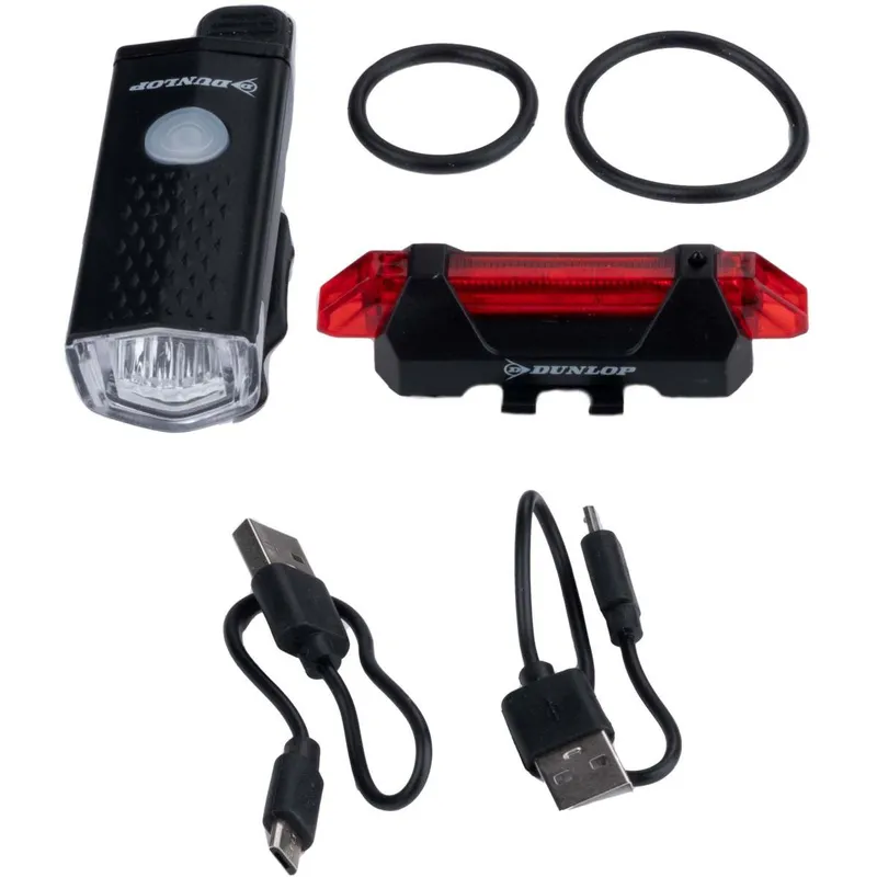 Zestaw Lamp Rowerowych LED Przód I Tył Dunlop Ładowanie USB