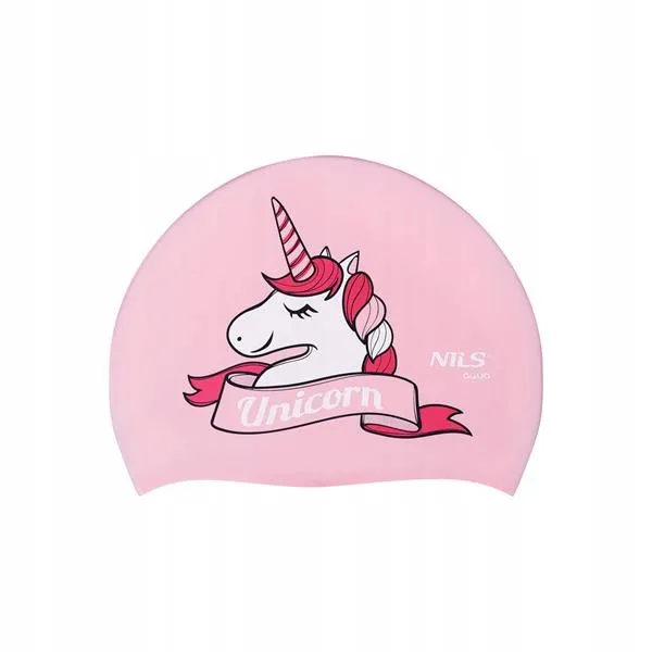 Nqc Unicorn Dziecięcy Czepek Silikonowy NILS Aqua - Różowy