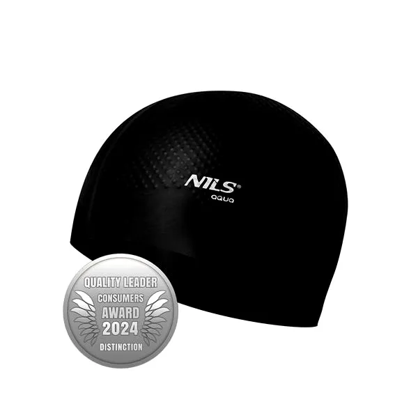 Nqc Jednokolorowy Czepek Silikonowy Dots NILS Aqua - Czarny