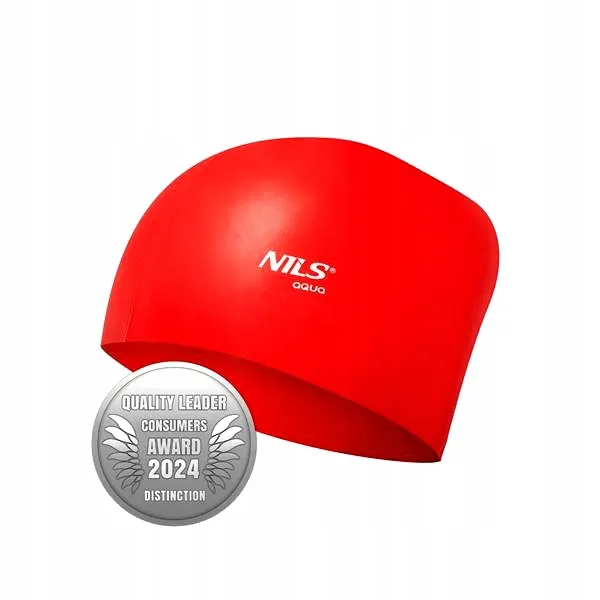 Nqc Jednokolorowy Czepek Silikonowy Do Długich Włosów NILS Aqua - Czerwony