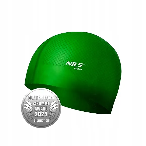 Nqc Jednokolorowy Czepek Silikonowy Dots NILS Aqua - Zielony