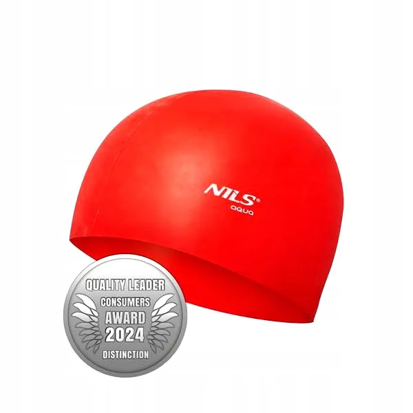 Nqc Jednokolorowy RD01 Czepek Silikonowy NILS Aqua - Czerwony