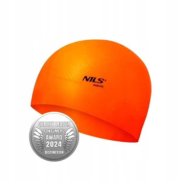 Nqc Jednokolorowy Czepek Silikonowy Dots NILS Aqua - Pomarańczowy