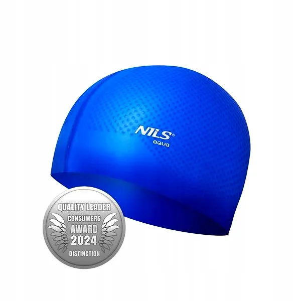 Nqc Jednokolorowy Czepek Silikonowy Dots NILS Aqua - Niebieski