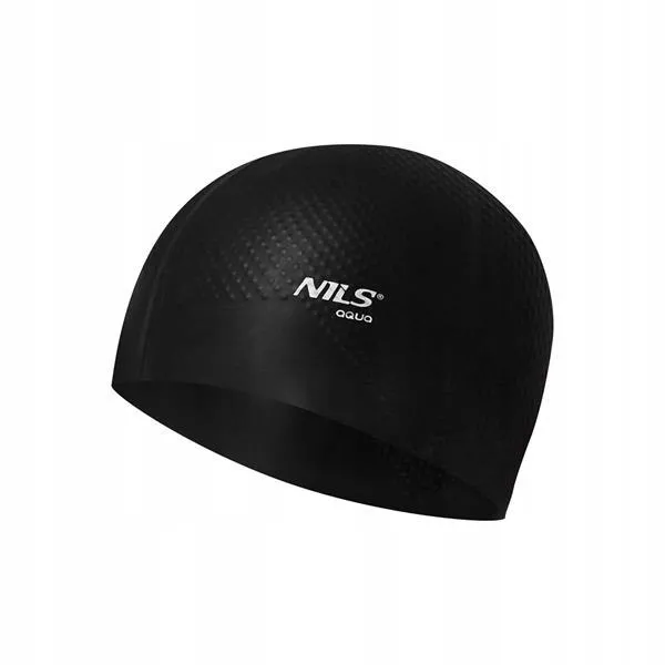 Nqc Jednokolorowy Czepek Silikonowy Dots NILS Aqua - Czarny