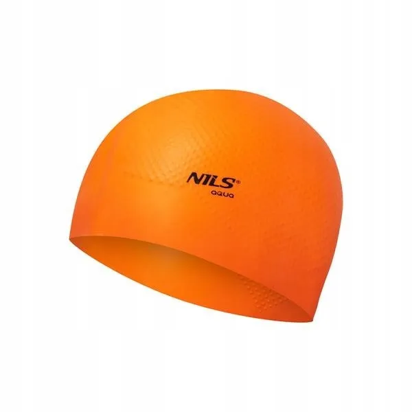 Nqc Jednokolorowy Czepek Silikonowy Dots NILS Aqua - Pomarańczowy