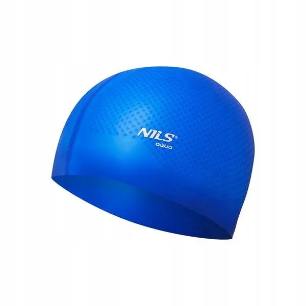 Nqc Jednokolorowy Czepek Silikonowy Dots NILS Aqua - Niebieski