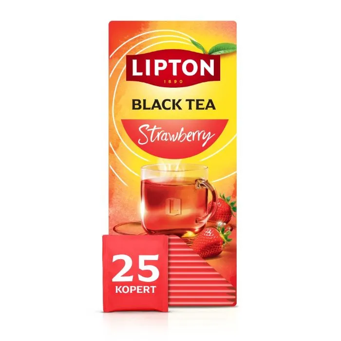 Aromatyzowana Herbata LIPTON Classic Strawberry 25x1,6g - Czarna