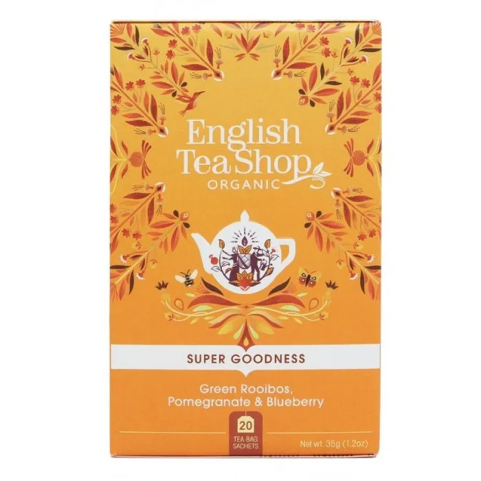 Herbata ENGLISH TEA SHOP Green Rooibos Pomegranate Blueberry 20x1,75g - Zielona