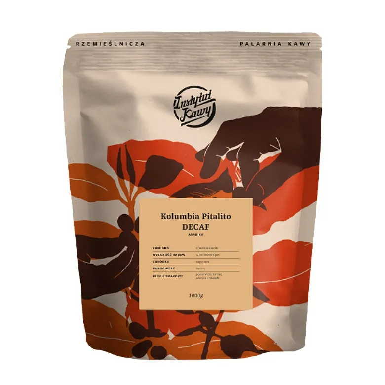 Kawa Ziarnista INSTYTUT KAWY Kolumbia Pitalito Decaf Espresso - Kawa Bezkofeinowa 1kg