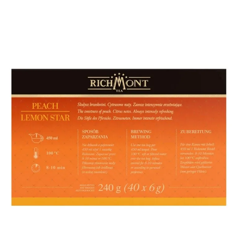 Owocowa Herbata RICHMONT Peach Lemon Star - 40x6g