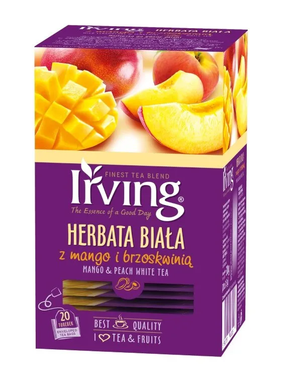 Herbata IRVING Mango Z Brzoskwinią 20x1,5g - Biała