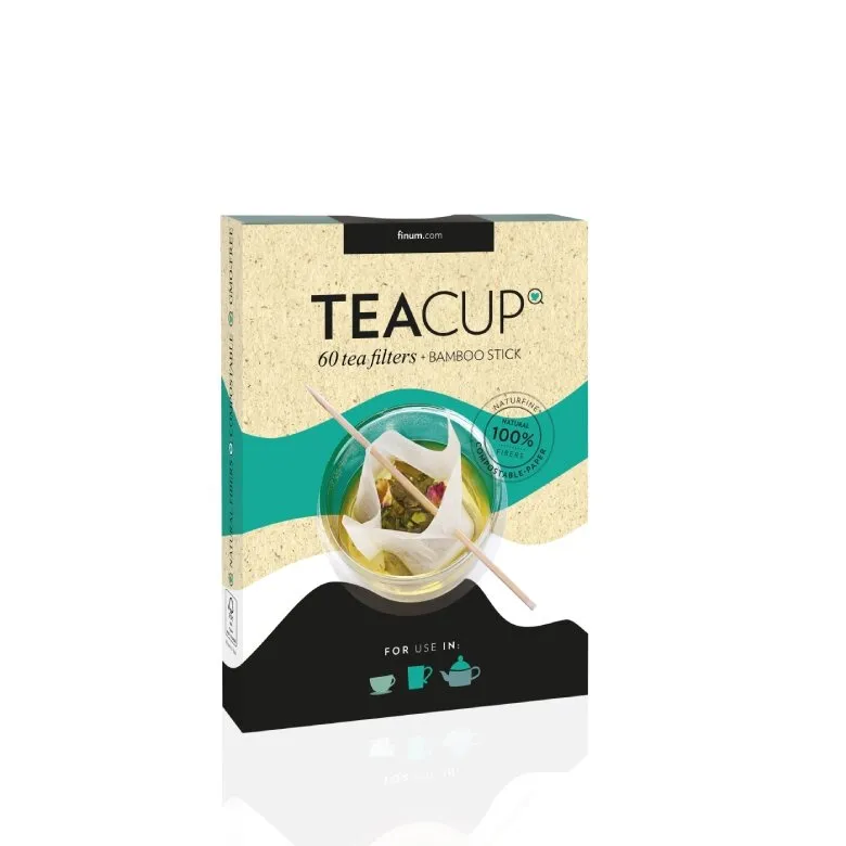 Filtry Do Herbaty FINUM TeaCup 60 szt + Bambusowy Patyczek