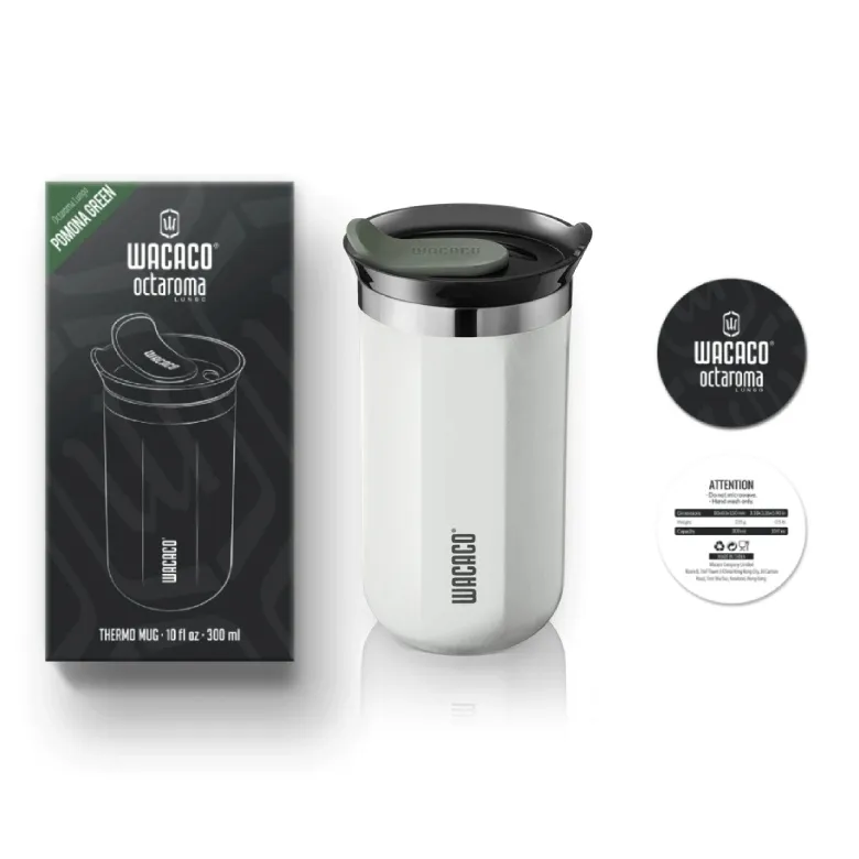 Kubek Termiczny WACACO Octaroma Lungo Ceramic White 300ml - Biały