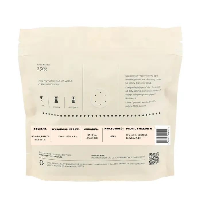 Kawa Ziarnista INSTYTUT KAWY Uganda Kaweri 250g
