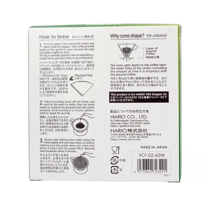 Filtry Papierowe Do Dripa HARIO V60-02 40szt
