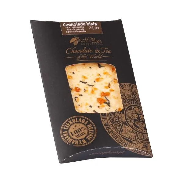 Czekolada M.PELCZAR CHOCOLATIER Z Karmelizowaną Esencją Czarnej Herbaty Mlecznej 85g - Biała