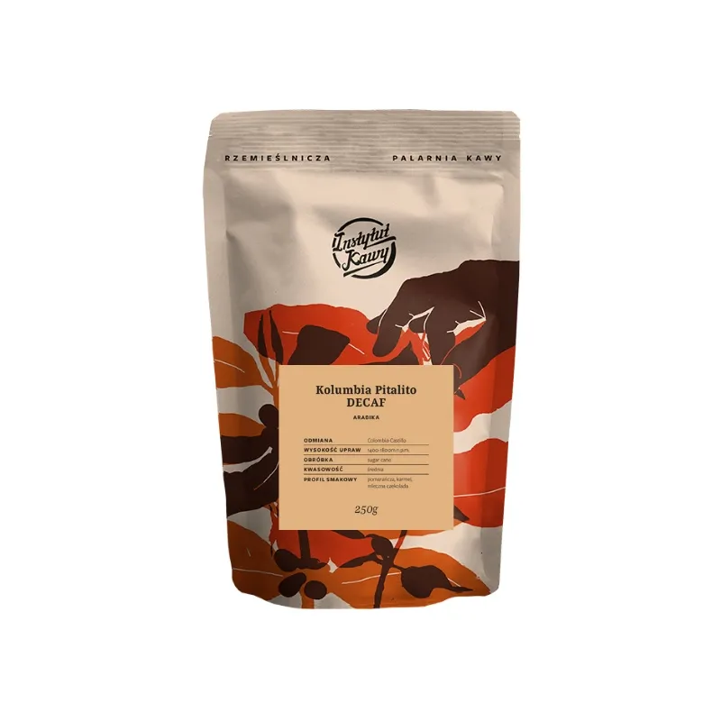 Kawa Ziarnista INSTYTUT KAWY Kolumbia Pitalito Decaf Espresso - Kawa Bezkofeinowa 250g