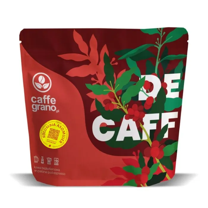 Kawa Ziarnista CAFFE GRANO Decaff Kolumbia Asomujer ESPRESSO - Kawa Bezkofeinowa 250g