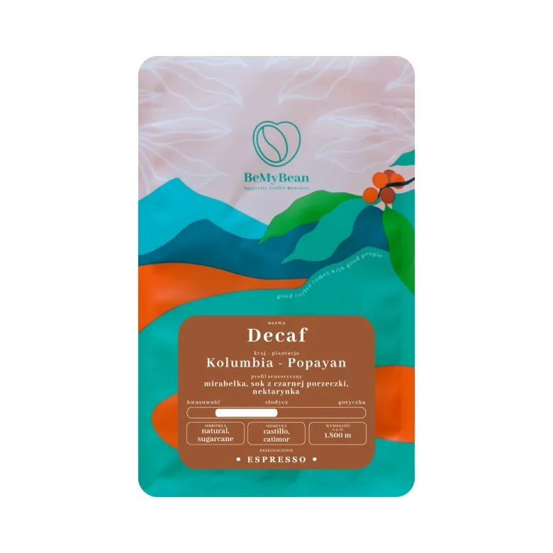 Kawa Ziarnista BEMYBEAN Decaf Kolumbia Popayan ESPRESSO 250g