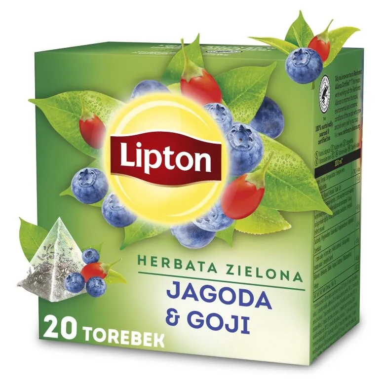 Herbata Aromatyzowana LIPTON Jagoda & Goji 20x1,4g - Zielona